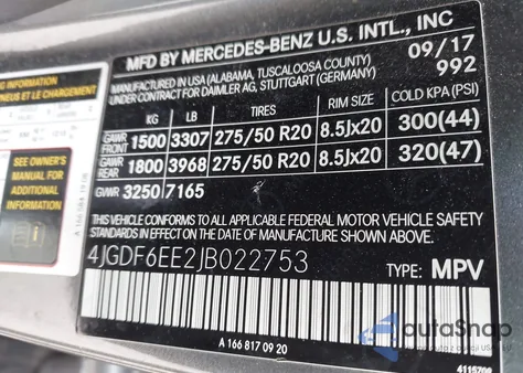 2018 Mercedes-Benz Gls 450 4Matic from USA, damaged, VIN 4JGDF6EE2JB022753